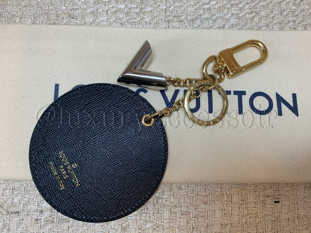 Monogram reverse key holder and bag charm sale